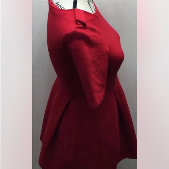 Zara Women Fit Flare Mini Red Dress XS Cotton Made In Portugal - Picture 4 of 10